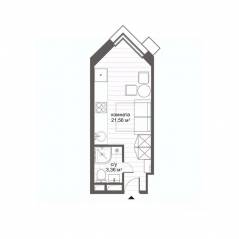 Апарт-комплекс «CitiMix Новокосино», планировка студии, 24.92 м²