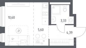 ЖК «Новое Видное», планировка студии, 23.92 м²