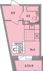 ЖК «Удача», планировка студии, 23.70 м²