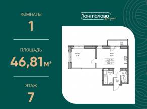 ЖК «Юнтолово», планировка 1-комнатной квартиры, 46.81 м²
