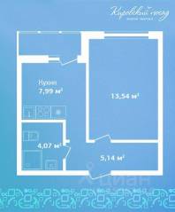 ЖК «Кировский Посад», планировка 1-комнатной квартиры, 30.70 м²