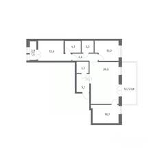 ЖК «NEWПИТЕР», планировка 3-комнатной квартиры, 85.39 м²