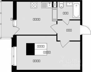 ЖК «Красная горка», планировка 1-комнатной квартиры, 37.60 м²