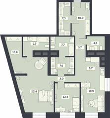 ЖК «Лайм», планировка 3-комнатной квартиры, 130.20 м²