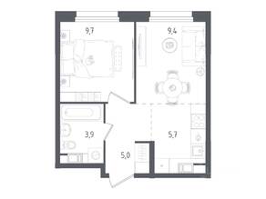 ЖК «Ольховый Квартал», планировка 1-комнатной квартиры, 33.70 м²