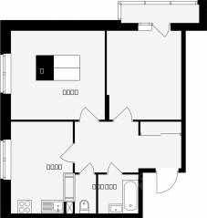 ЖК «Красная горка», планировка 2-комнатной квартиры, 57.50 м²