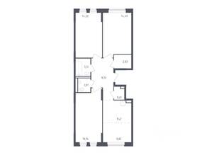 ЖК «Рублевский Квартал», планировка 3-комнатной квартиры, 77.10 м²