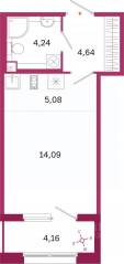 ЖК «Дом на Курской», планировка студии, 30.13 м²