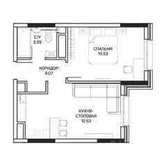 МФК «Clementine», планировка 1-комнатной квартиры, 36.20 м²
