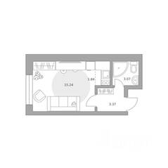 ЖК «Пехра», планировка студии, 23.52 м²
