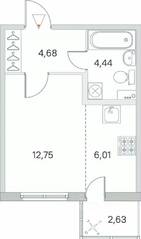 ЖК «Ясно. Янино», планировка студии, 28.67 м²