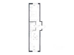 ЖК «Мытищи Парк», планировка 1-комнатной квартиры, 42.80 м²