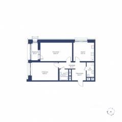 ЖК «Цветочный город», планировка 2-комнатной квартиры, 72.60 м²