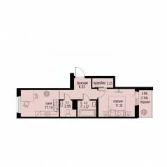 ЖК «ID Murino III», планировка 1-комнатной квартиры, 38.47 м²