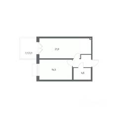 ЖК «Парусная 1», планировка 1-комнатной квартиры, 47.40 м²