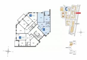 ЖК «Ново-Никольское», планировка 2-комнатной квартиры, 72.50 м²