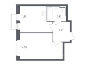 ЖК «Рублевский Квартал», планировка 1-комнатной квартиры, 34.96 м²