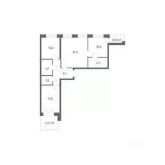 ЖК «NEWПИТЕР», планировка 3-комнатной квартиры, 79.01 м²