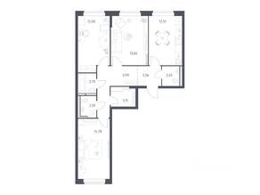 ЖК «Новое Видное», планировка 3-комнатной квартиры, 78.23 м²