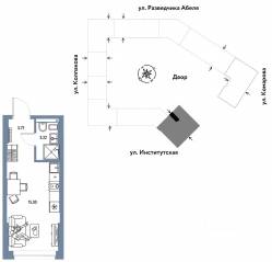 ЖК «Страна.Парковая», планировка студии, 22.29 м²