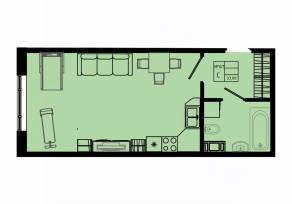 ЖК «Pixel», планировка студии, 33.00 м²