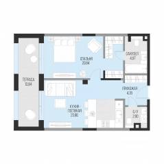 ЖК «Садовническая 69», планировка 1-комнатной квартиры, 60.21 м²