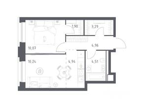 Апарт-комплекс «Верейская 41», планировка 1-комнатной квартиры, 39.99 м²