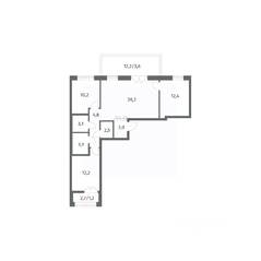 ЖК «NEWПИТЕР», планировка 3-комнатной квартиры, 83.38 м²