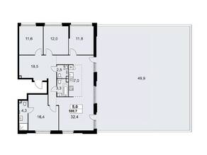 ЖК «Дзен-кварталы», планировка 5-комнатной квартиры, 169.70 м²