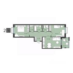 ЖК «Мишино-2», планировка 2-комнатной квартиры, 69.73 м²