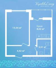 ЖК «Кировский Посад», планировка 1-комнатной квартиры, 29.50 м²