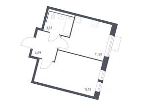 ЖК «Молжаниново», планировка 1-комнатной квартиры, 34.97 м²