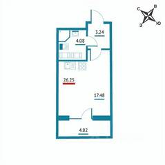 ЖК «Левитан», планировка студии, 26.25 м²