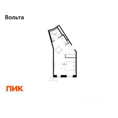 Апарт-комплекс «Вольта», планировка студии, 32.72 м²