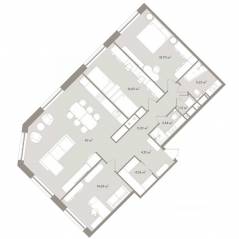 Апарт-комплекс «D'oro Mille», планировка 3-комнатной квартиры, 120.90 м²