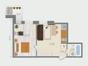 ЖК «Эко-квартал Гармония», планировка 1-комнатной квартиры, 35.54 м²
