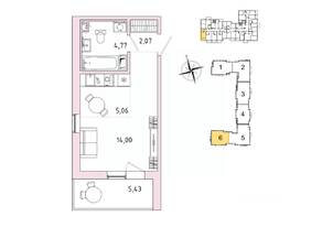 ЖК «IQ Гатчина», планировка студии, 28.62 м²