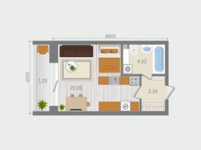 ЖК «Эко-квартал Гармония», планировка 1-комнатной квартиры, 29.31 м²