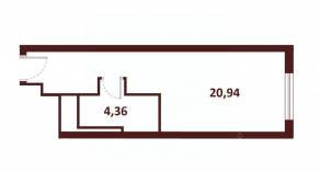 МФК «SAAN», планировка студии, 25.30 м²