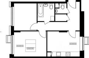 ЖК «Новотомилино», планировка 2-комнатной квартиры, 51.43 м²
