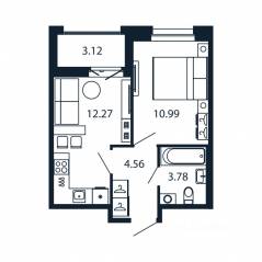 ЖК «Полис Новоселье», планировка 1-комнатной квартиры, 33.16 м²