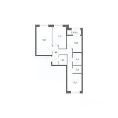 ЖК «NEWПИТЕР», планировка 3-комнатной квартиры, 76.46 м²