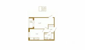 МЖК «Новая история», планировка 1-комнатной квартиры, 35.72 м²