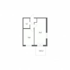 ЖК «NEWПИТЕР», планировка 1-комнатной квартиры, 49.40 м²