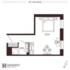 МФК «Нигилист (Concept)», планировка 1-комнатной квартиры, 26.02 м²