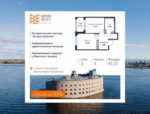 МЖК «Кронфорт. Центральный», планировка 1-комнатной квартиры, 37.72 м²