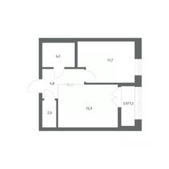 ЖК «NEWПИТЕР», планировка 1-комнатной квартиры, 37.94 м²