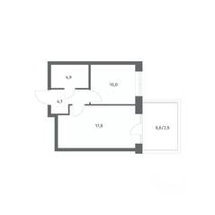 ЖК «NEWПИТЕР», планировка 1-комнатной квартиры, 39.46 м²