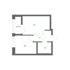 ЖК «NEWПИТЕР», планировка 1-комнатной квартиры, 33.01 м²