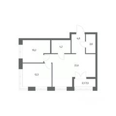 ЖК «NEWПИТЕР», планировка 2-комнатной квартиры, 58.31 м²